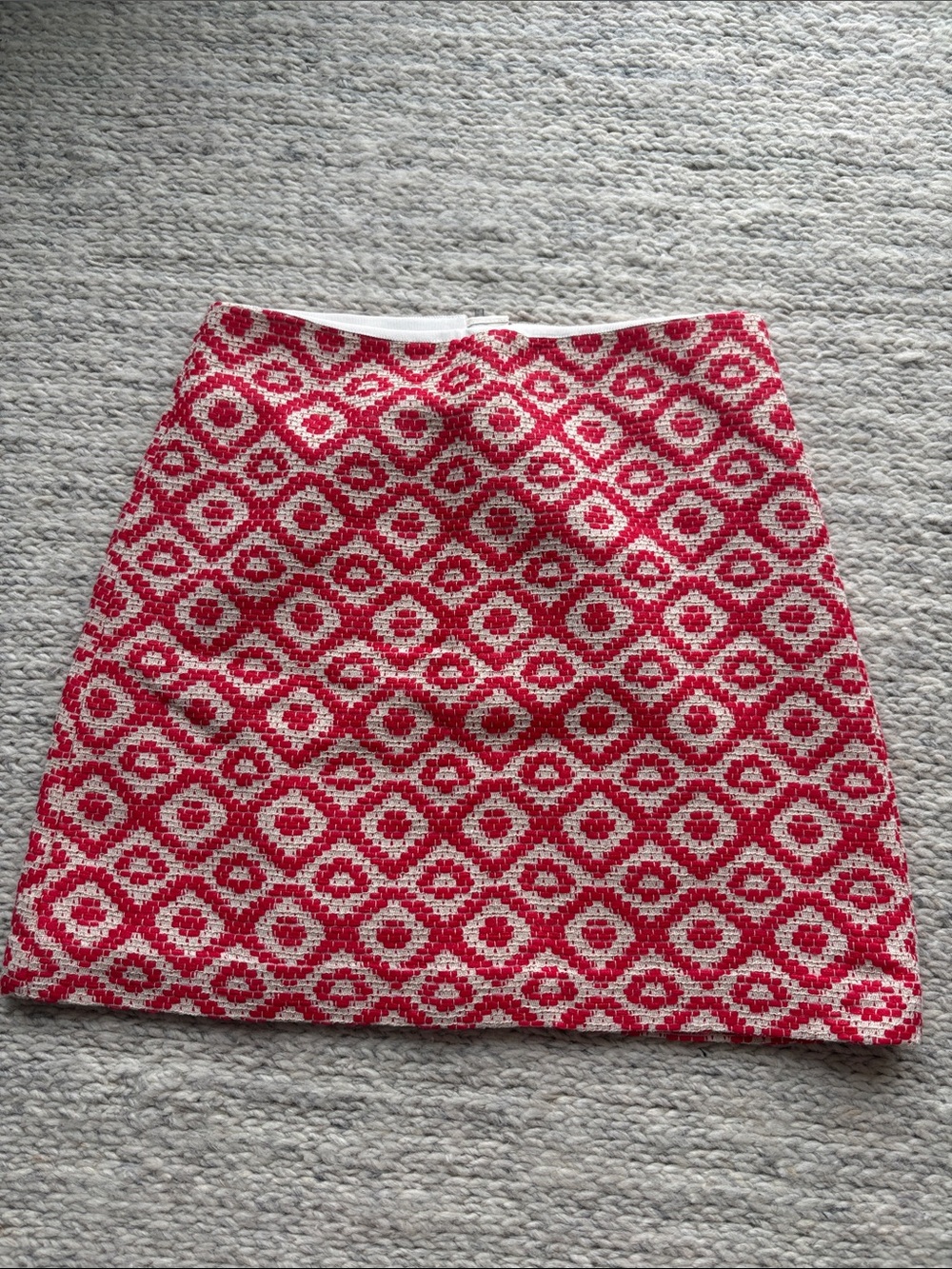LOFT Red and Cream Patterned A-Line Women's Skirt